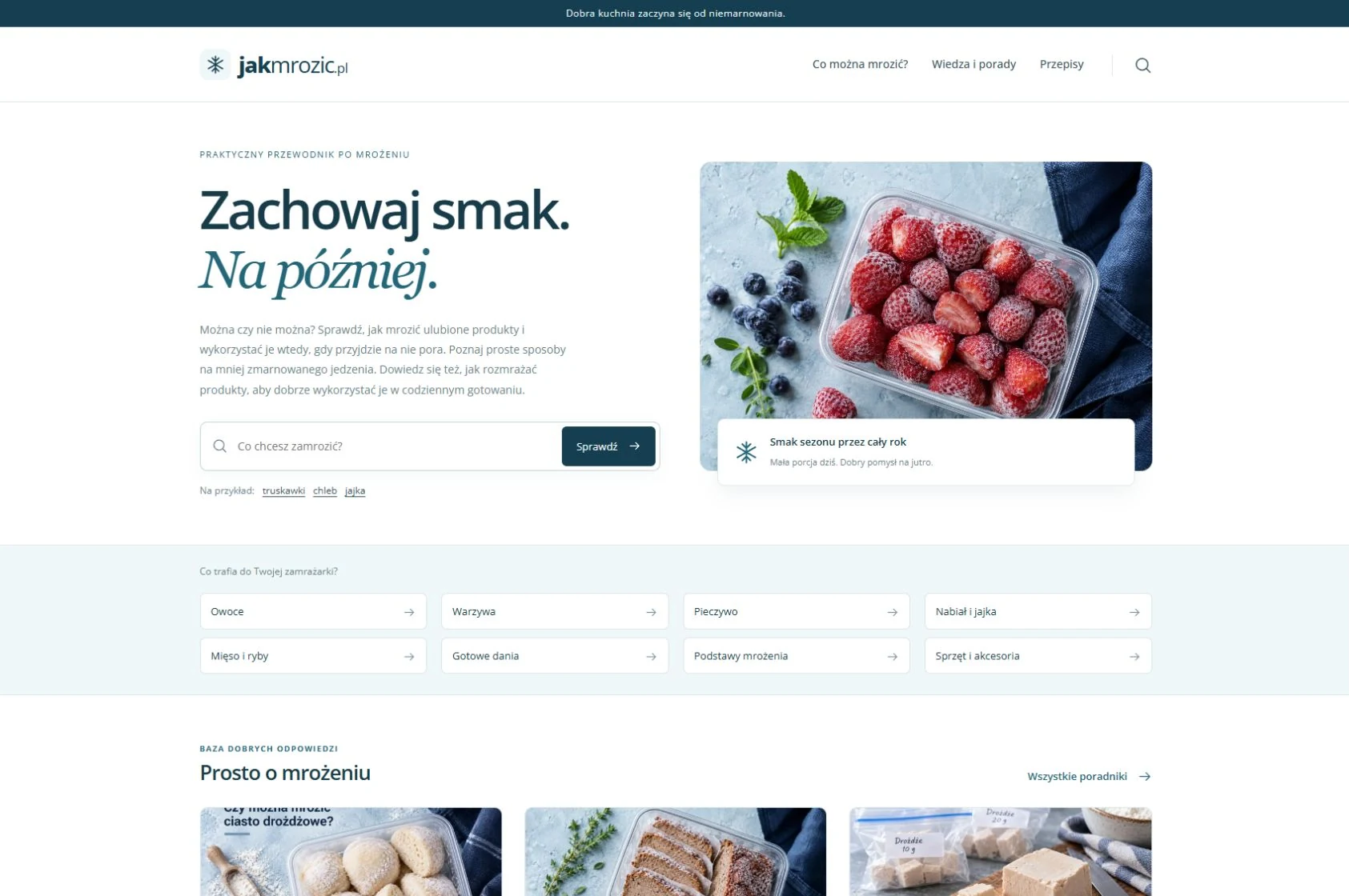 Zrzut strony głównej jakmrozic.pl
